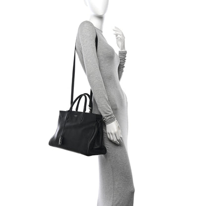 Saint Laurent Grained Calfskin Medium Cabas Rive Gauche Black 2 of 15