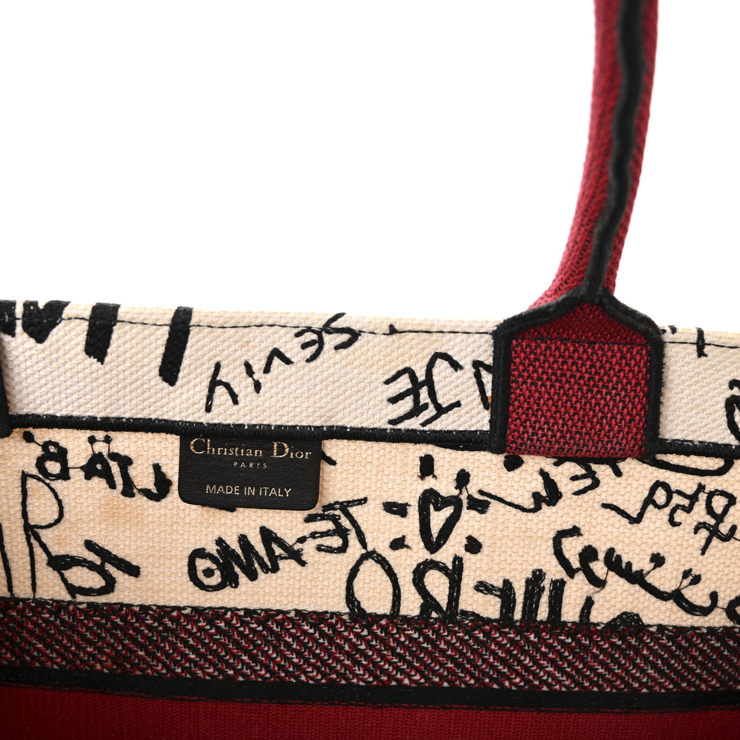 Canvas Embroidered Medium Dioramour Graffiti Book Tote Latte Multicolor