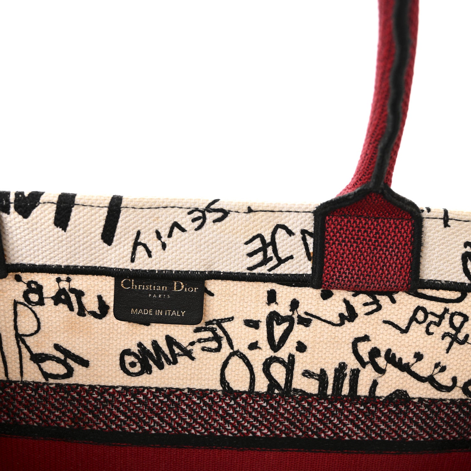 Christian Dior Canvas Embroidered Medium Dioramour Graffiti Book Tote Latte Multicolor 5 of 8
