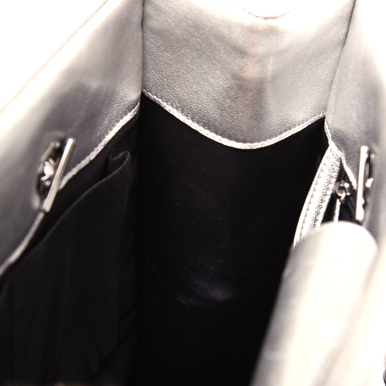 Chanel Metallic Goatskin Calfskin Bi-Color Large Boy Tote Black Silver 10 of 16
