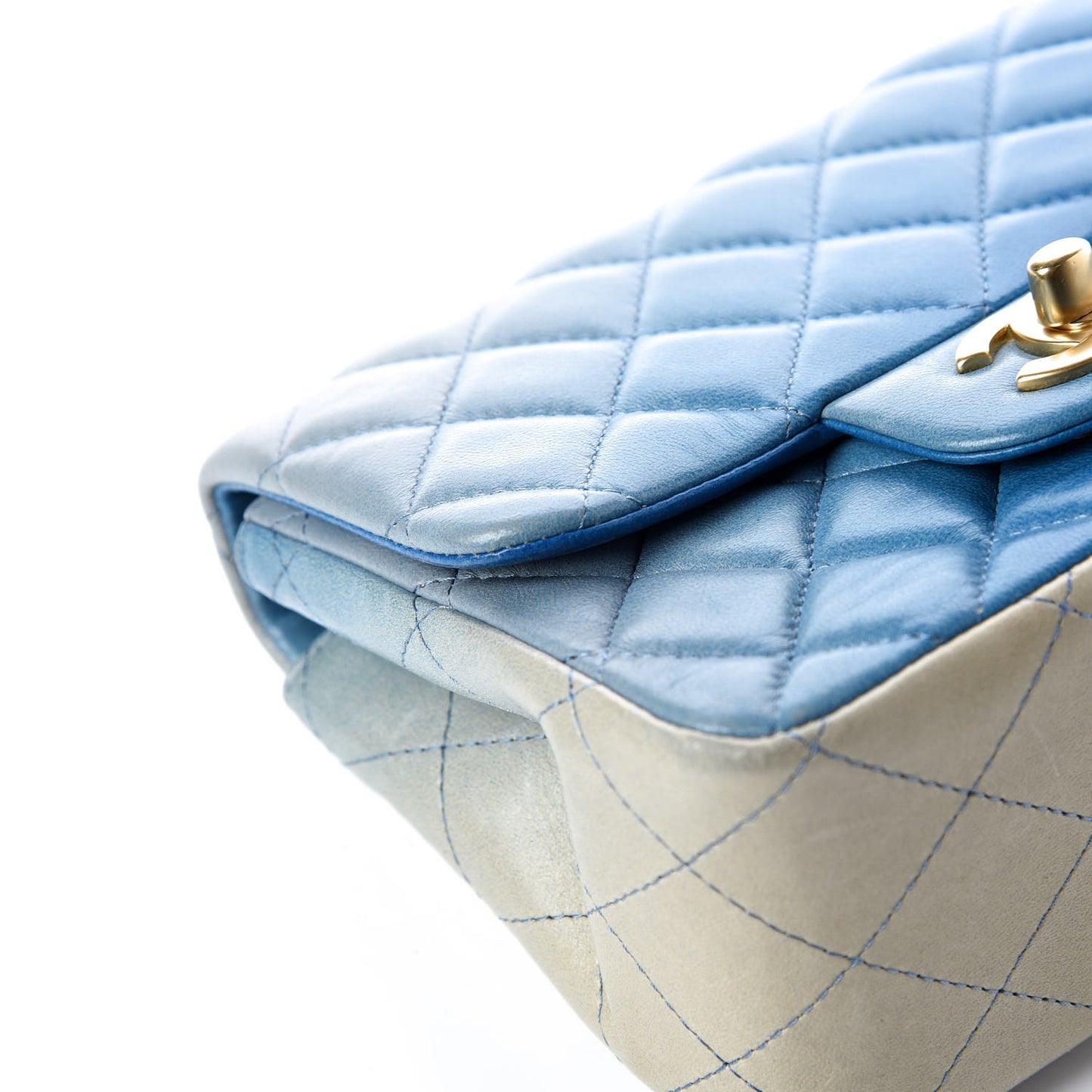 Lambskin Degrade Quilted Mini Square Flap Light Blue