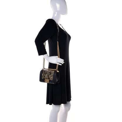 Chanel Metallic Crumpled Goatskin Small Boy Flap Black Gold 2 of 11