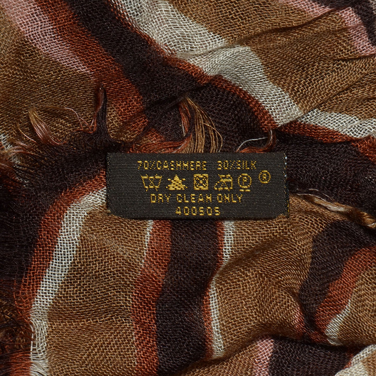 Cashmere Silk Zebra Stole Marron
