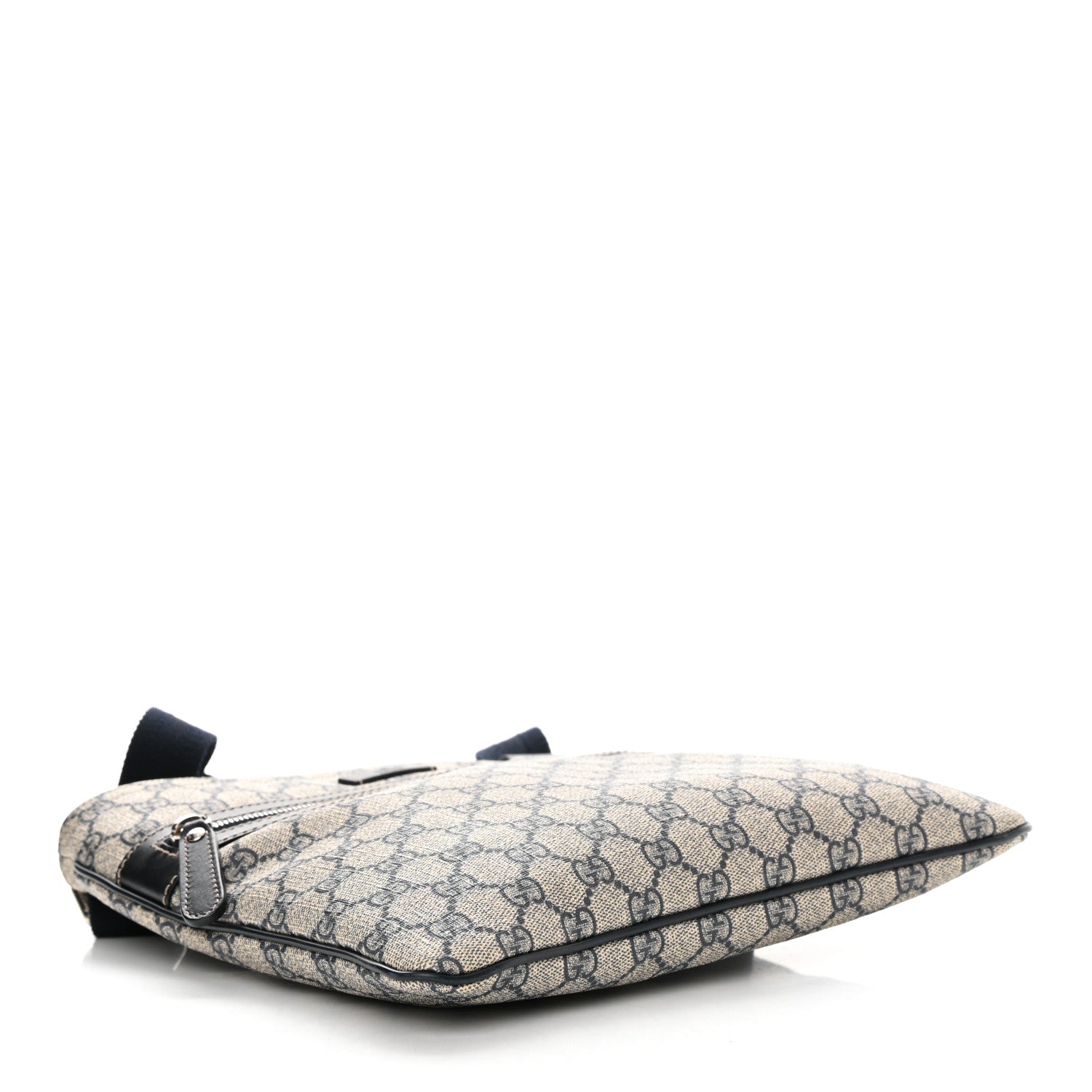 Gucci GG Supreme Monogram Small Flat Side Zip Messenger Bag Beige Blue 4 of 12