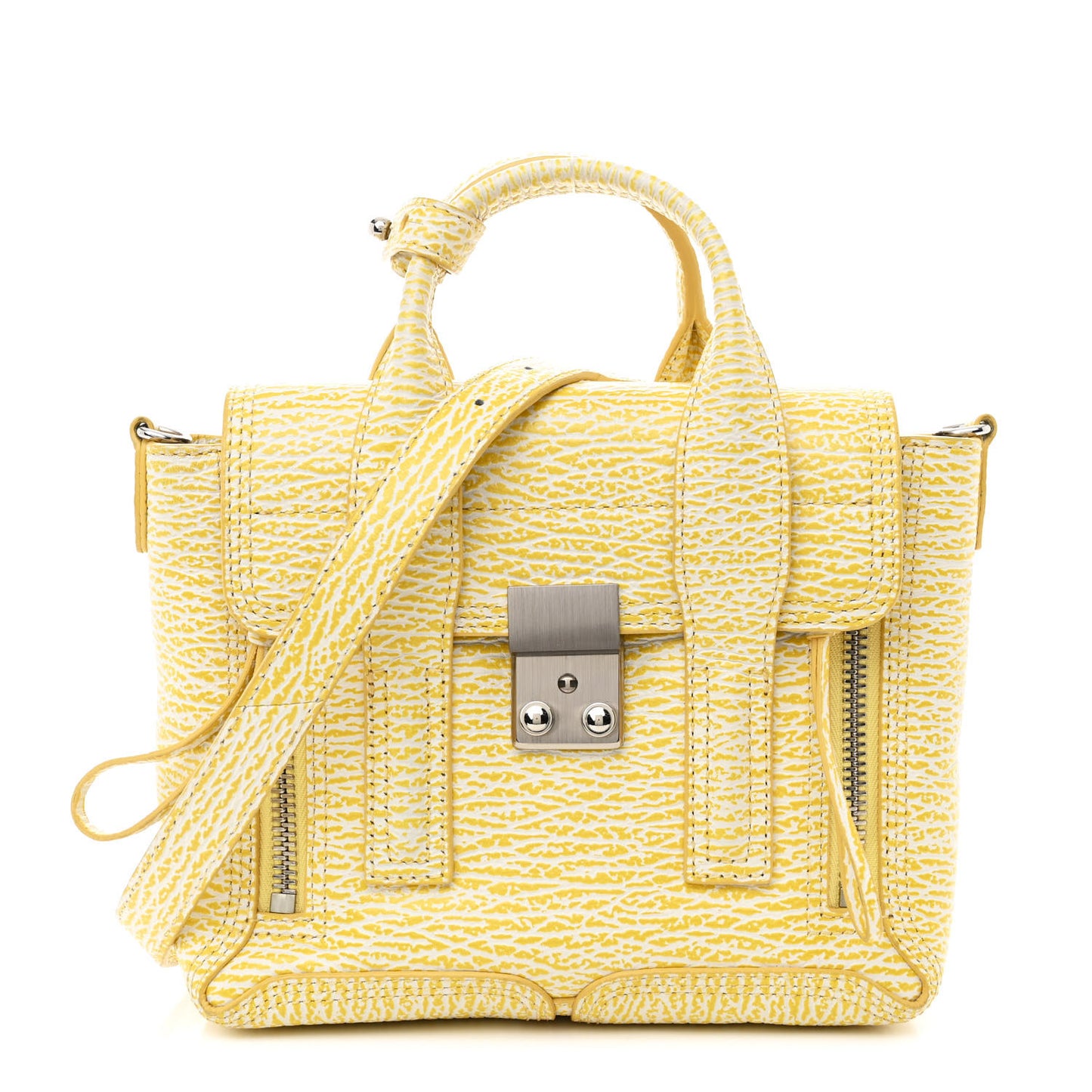 Textured Calfskin Mini Pashli Satchel Ivory Mimosa