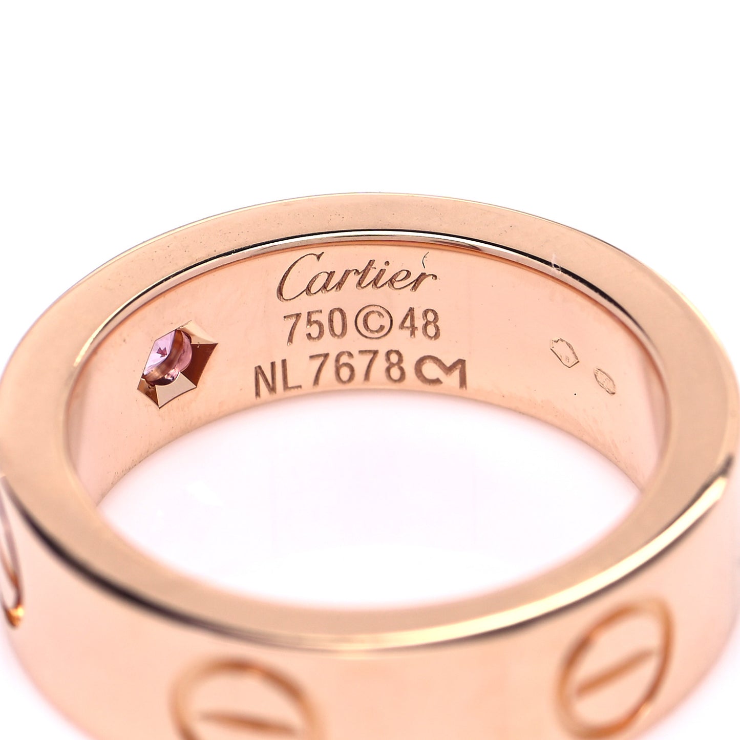 18K Pink Gold Pink Sapphire 5.5mm LOVE Ring 48 4.5