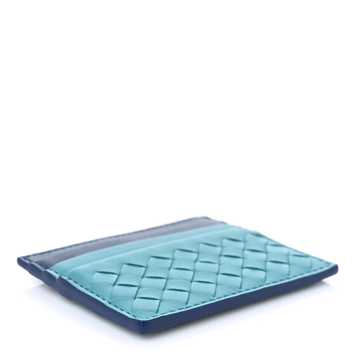 Nappa Intrecciato Card Holder Navy Multicolor
