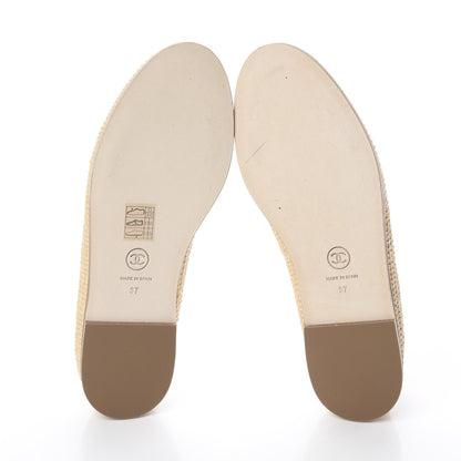 Chanel Lambskin Grosgrain CC Espadrilles 37 Beige Black 5 of 7