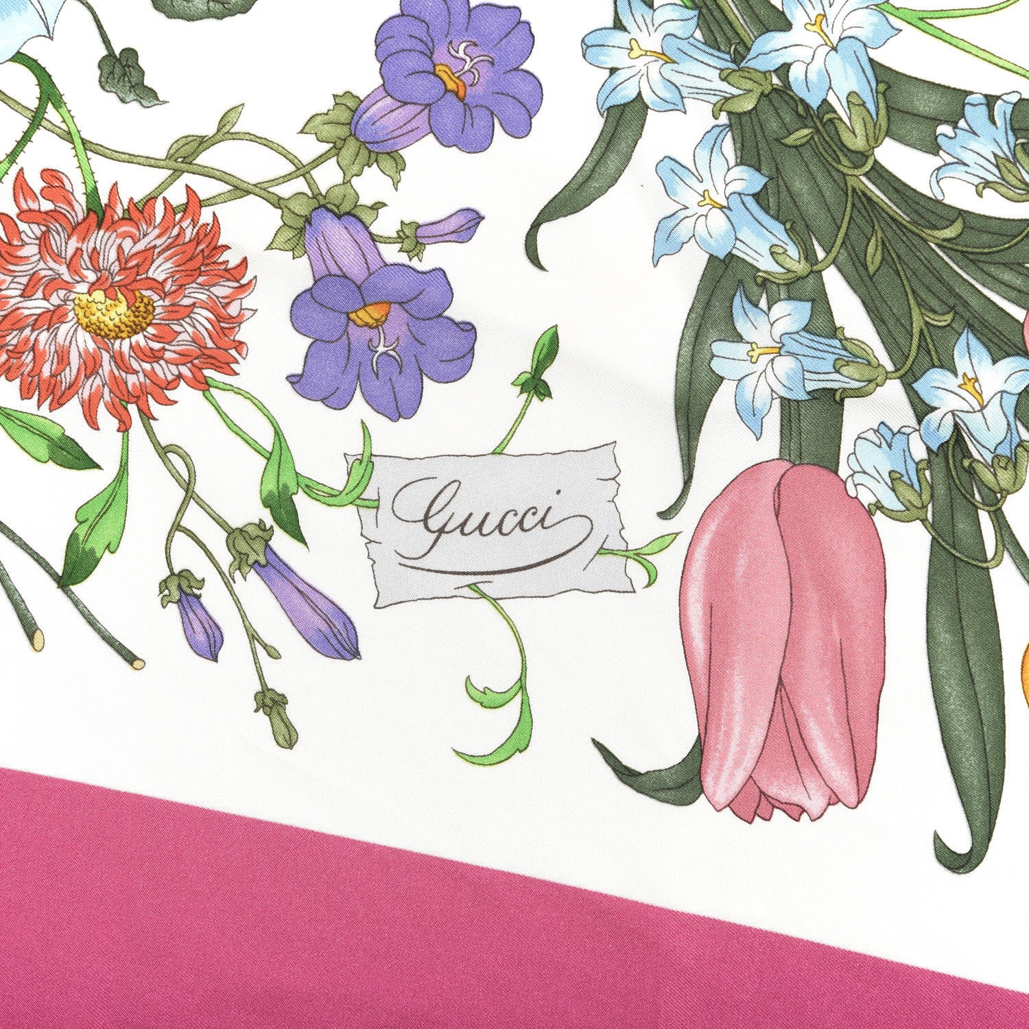 Gucci Silk Twill Flora Fluo Square Scarf Ivory Pink 2 of 8