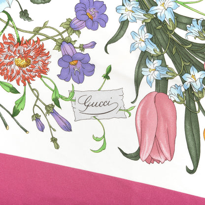 Gucci Silk Twill Flora Fluo Square Scarf Ivory Pink 2 of 8