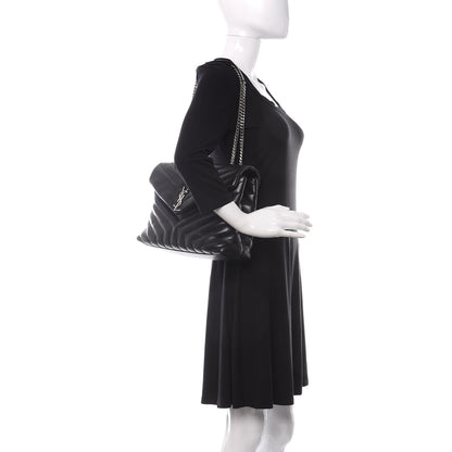 Saint Laurent Calfskin Y Quilted Monogram Medium Loulou Chain Satchel Black 2 of 12