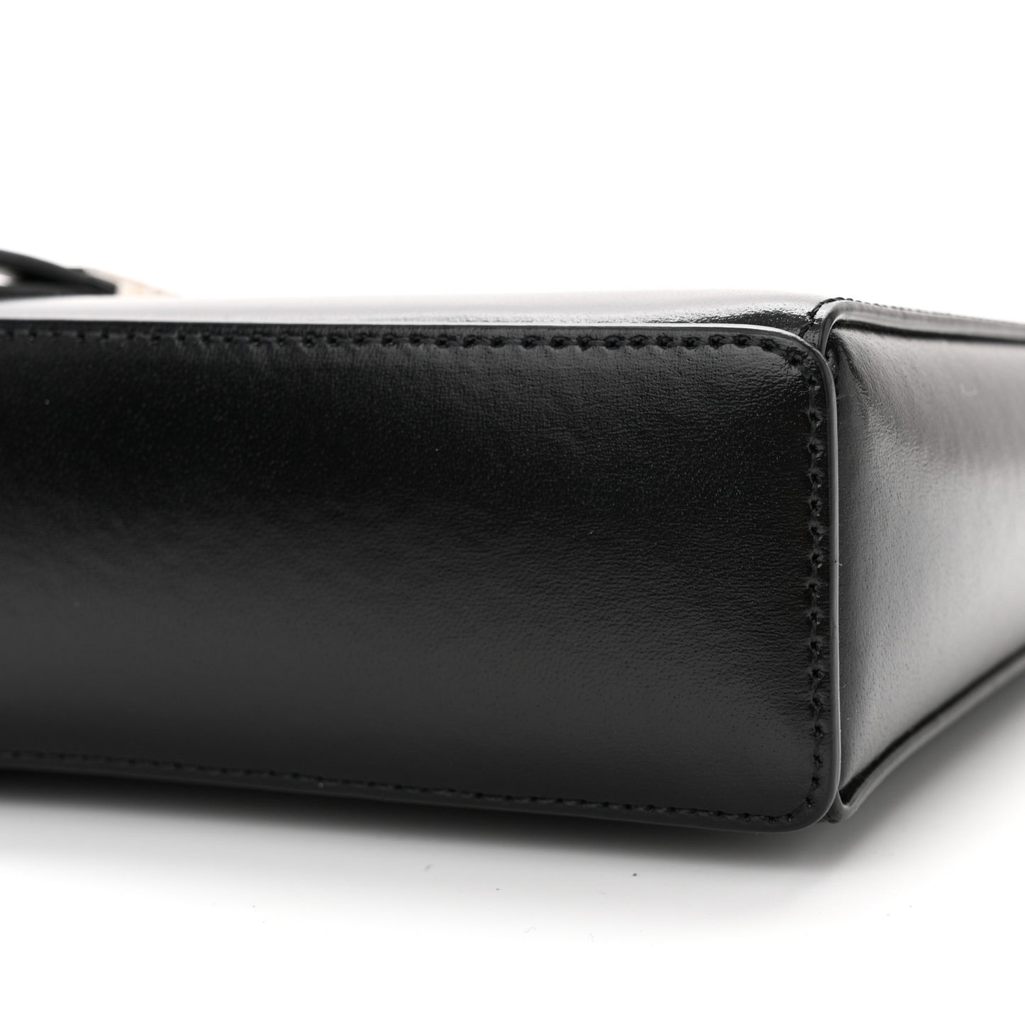 Box Calfskin Small Zipped Cut Out Shoulder Bag Black