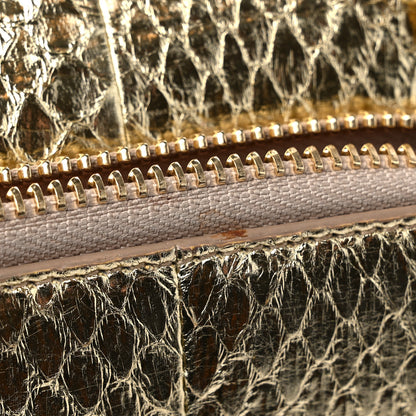 Salvatore Ferragamo Metallic Snakeskin Small Vara Chain Crossbody Gold 9 of 10