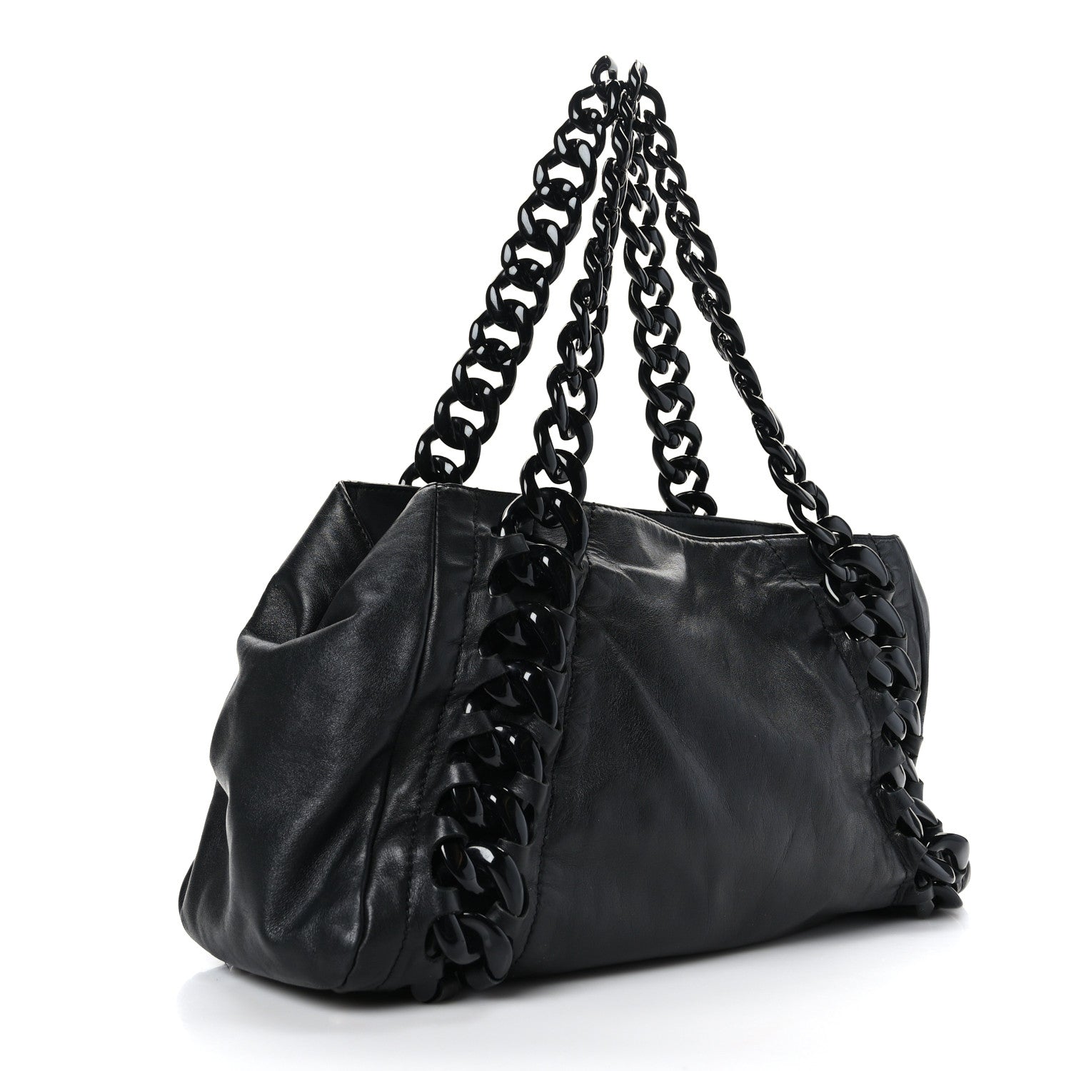 Chanel Calfskin Modern Chain Rhodoid East West Tote Black 3 of 9