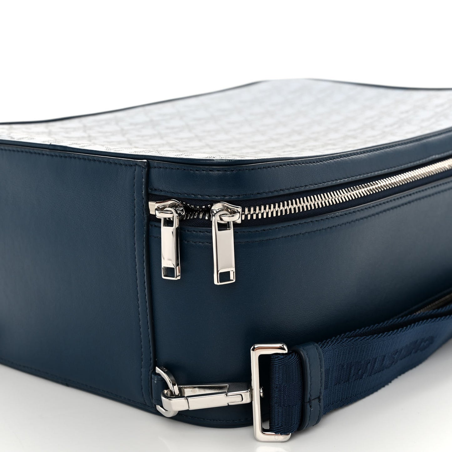 Calfskin Perforated Oblique Galaxy Marsupio World Tour Pelle Sling Navy Blue
