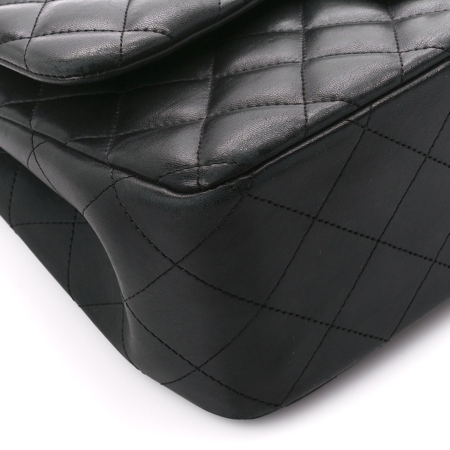 Lambskin Quilted Jumbo Double Flap Black