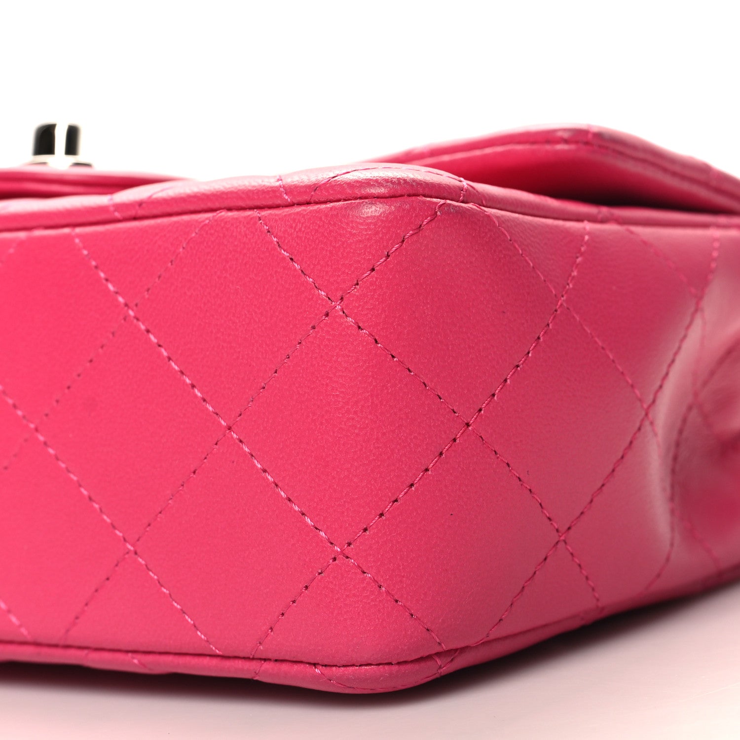 Chanel Lambskin Quilted Mini Rectangular Flap Dark Pink 10 of 13