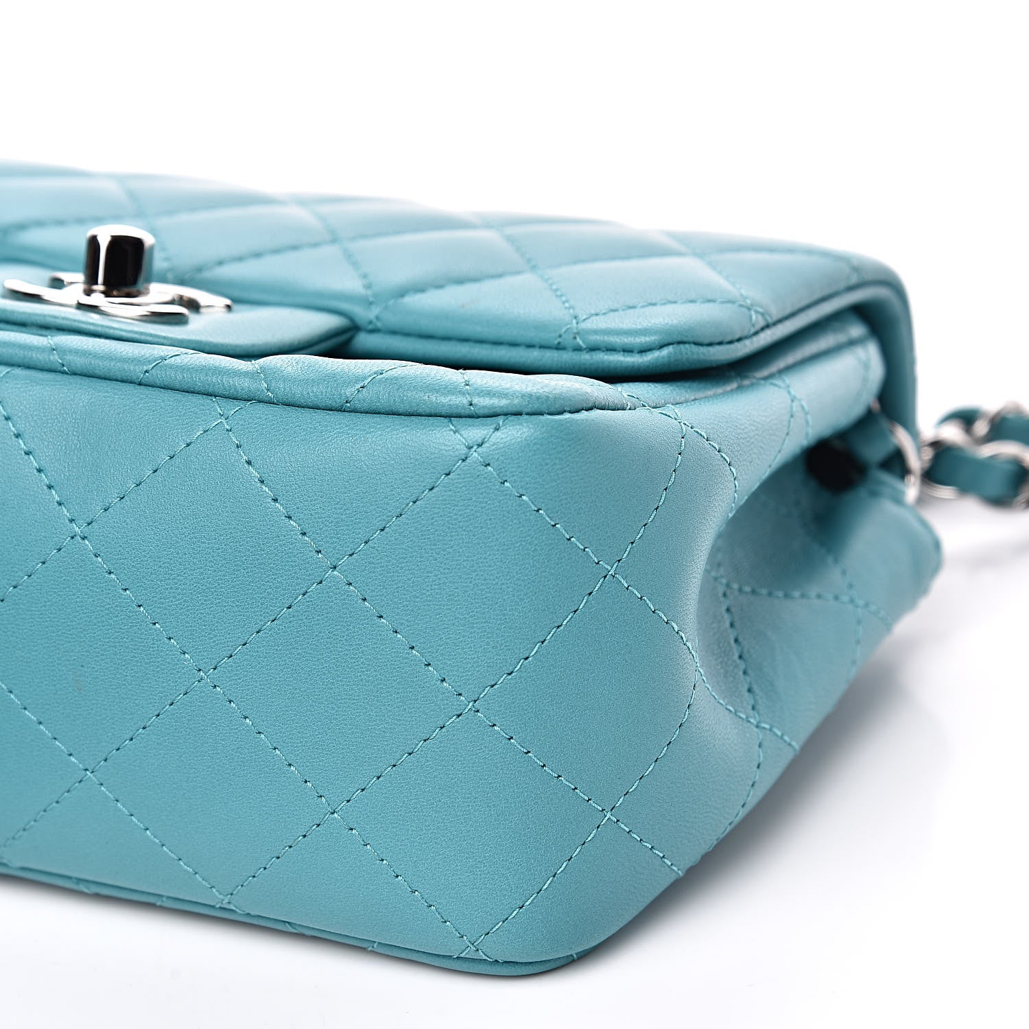 Chanel Lambskin Quilted Mini Square Flap Turquoise 9 of 13