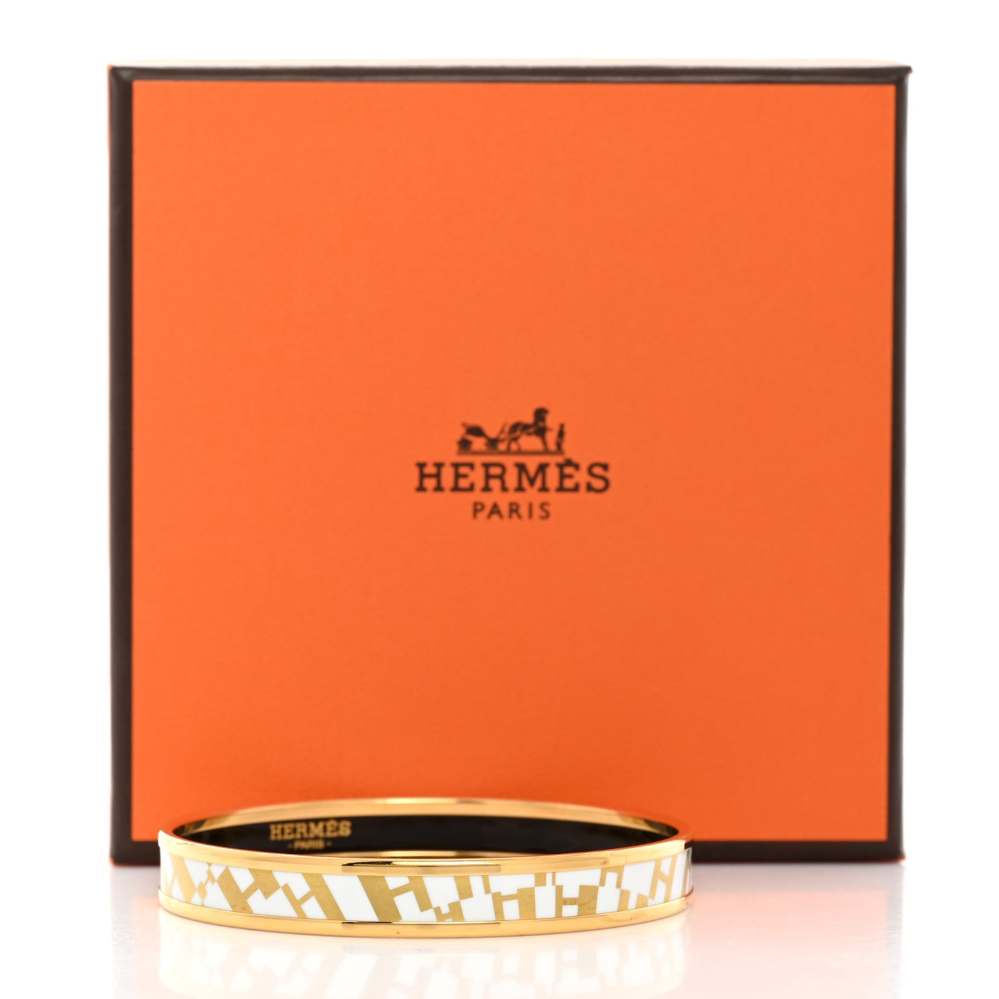 Enamel Printed Narrow OP'H Bracelet 70 Jaune D'Or White