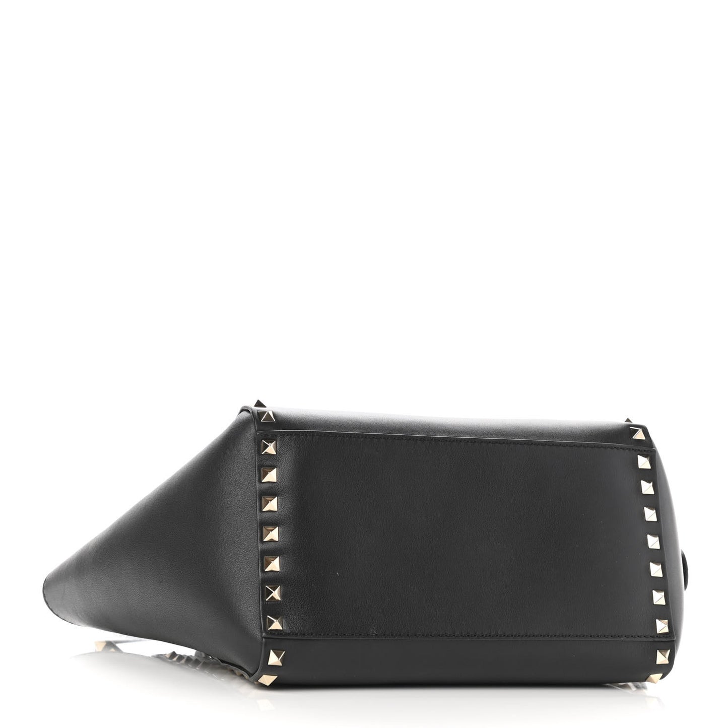 Vitello Small Rockstud Double Handle Tote Black