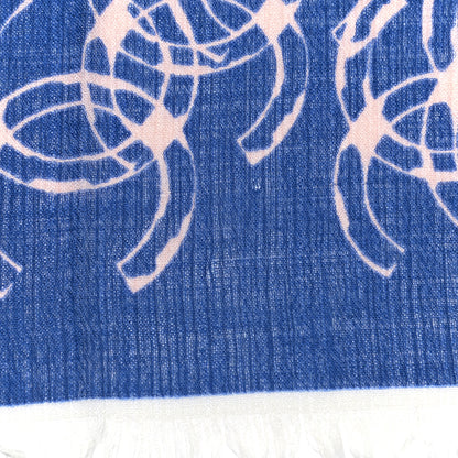 Chanel Cashmere Silk CC Stole Blue 5 of 6