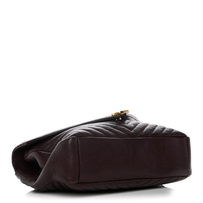 Saint Laurent Sheepskin Matelasse Chevron Monogram Large College Satchel Bordeaux 4 of 24