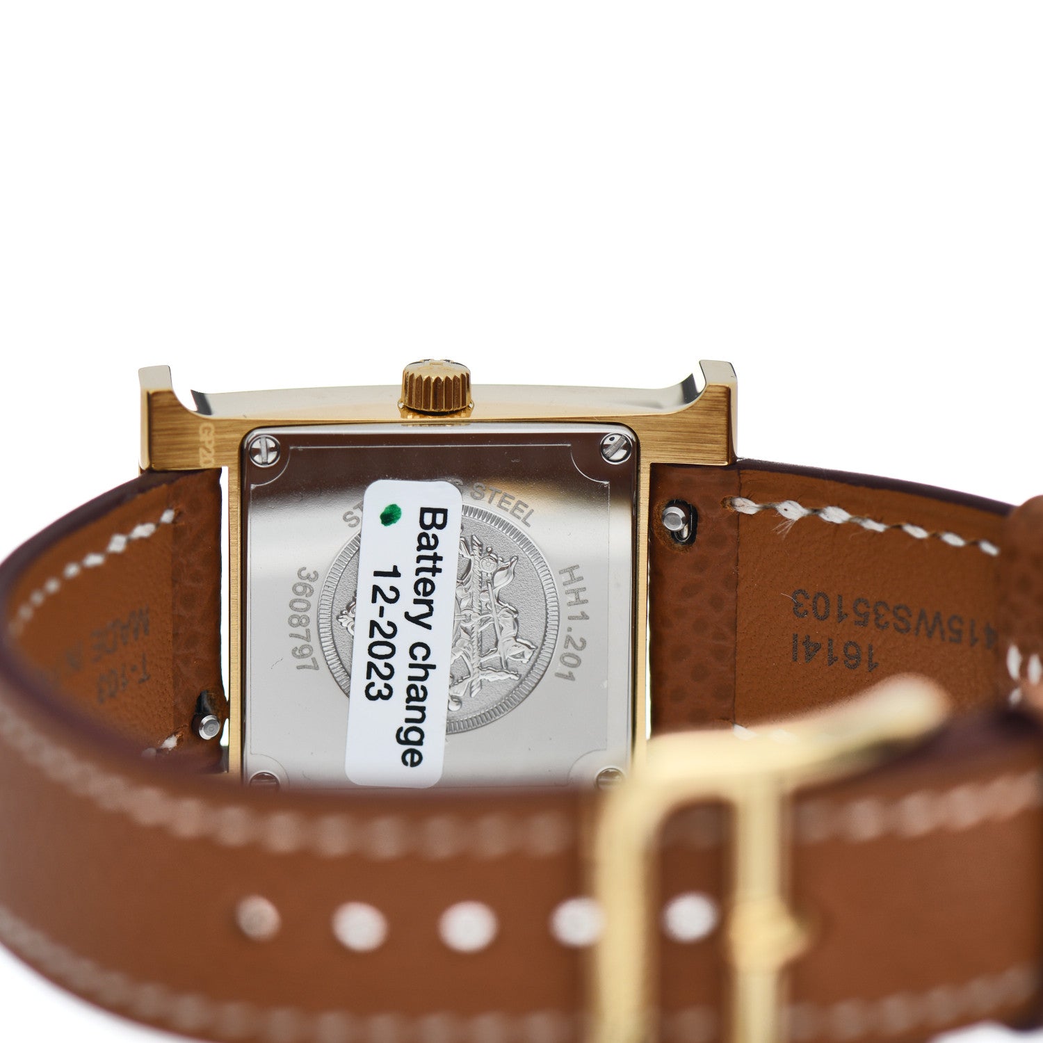 Hermes Stainless Steel Epsom 21mm Heure H Hour Quartz Watch Gold 4 of 5