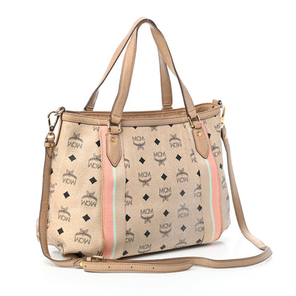 MCM Visetos Striped Tote Beige 3 of 9