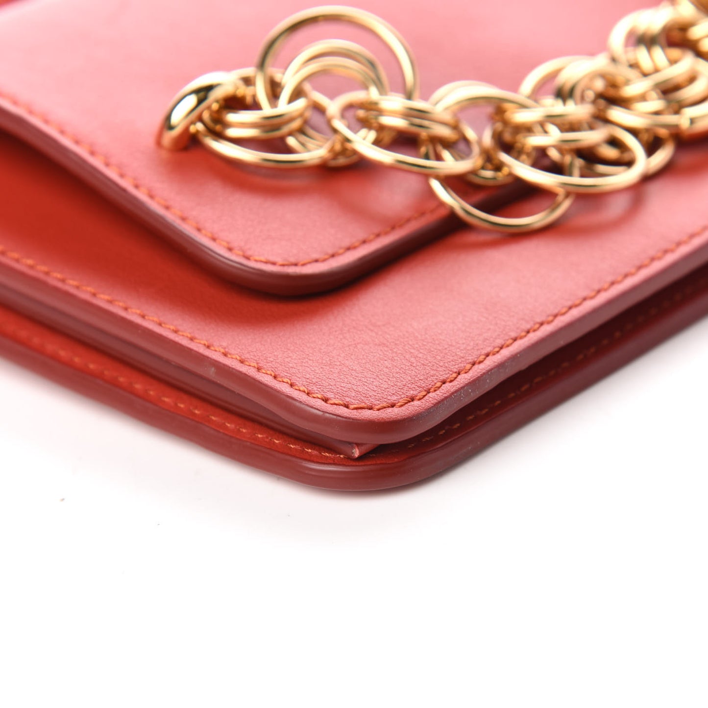 Calfskin Drew Bijou Clutch Earthy Red