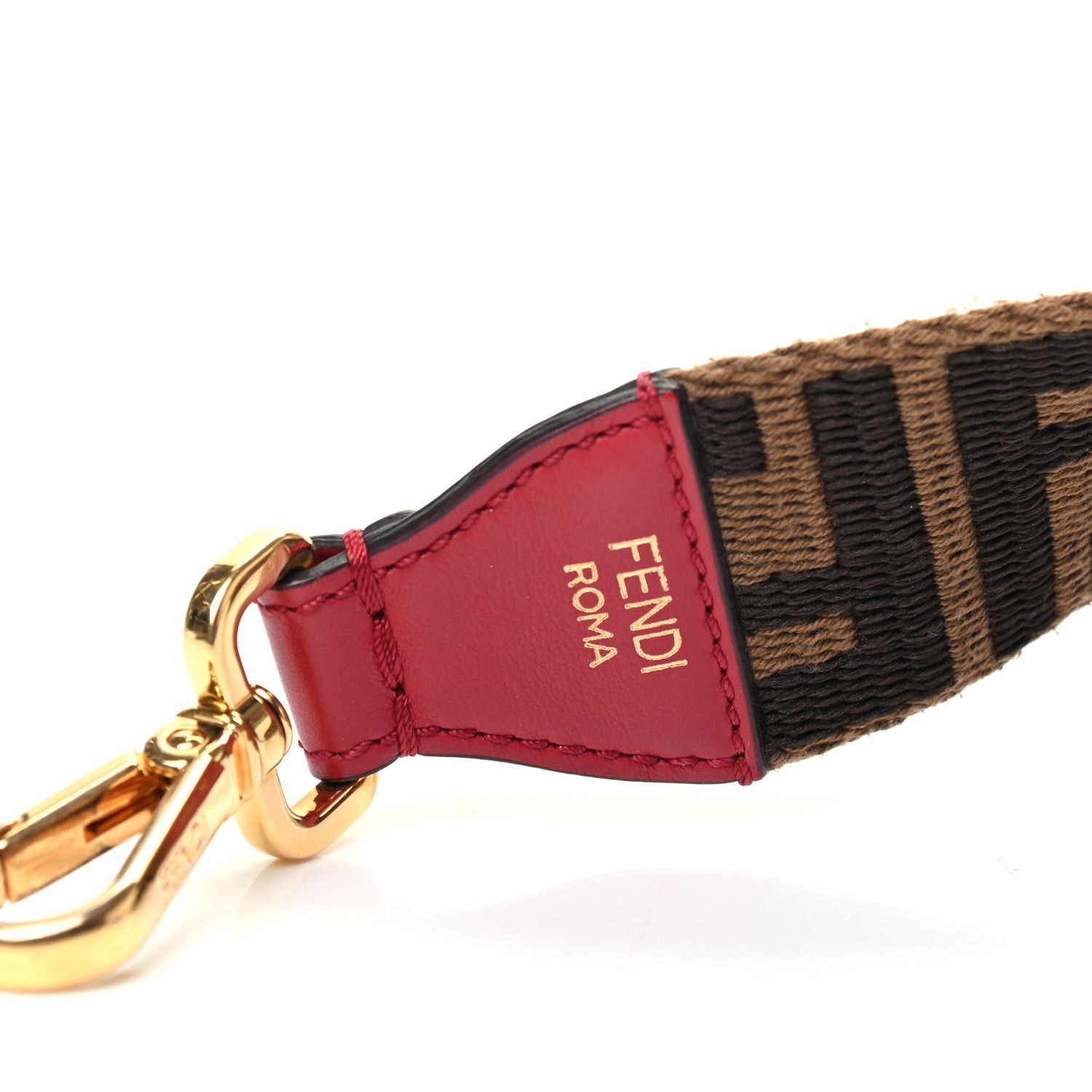 Fendi Ribbon Vitello Century FF 1974 Studded Strap You Fango Marrone Fragola 3 of 4