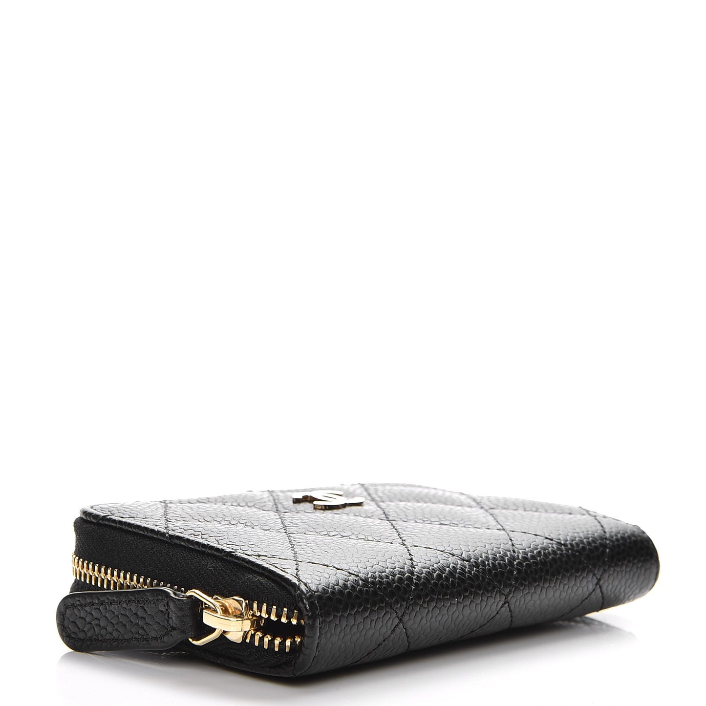 Caviar Quilted Zip Coin Purse Black