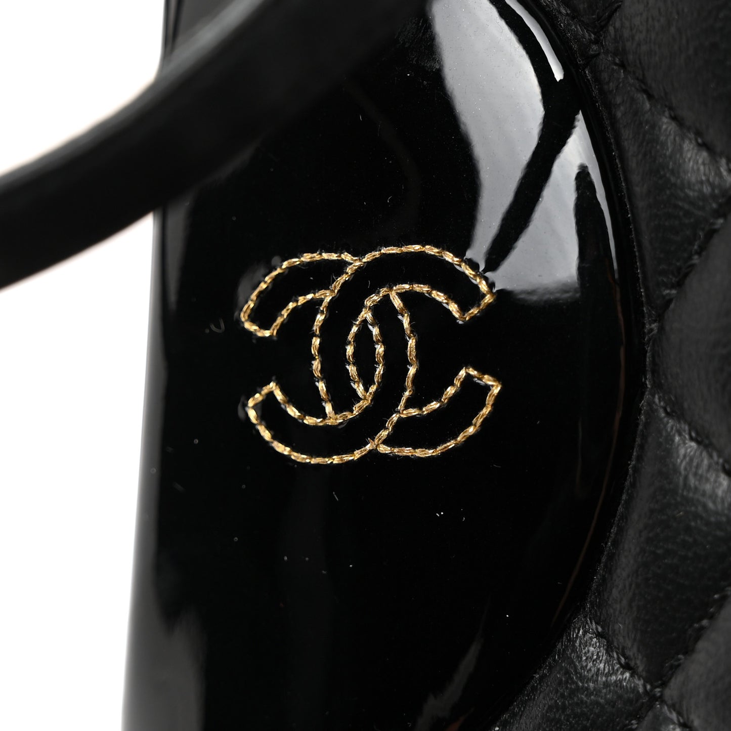 Lambskin Chain CC Logo Thong Sandals 39.5 Black