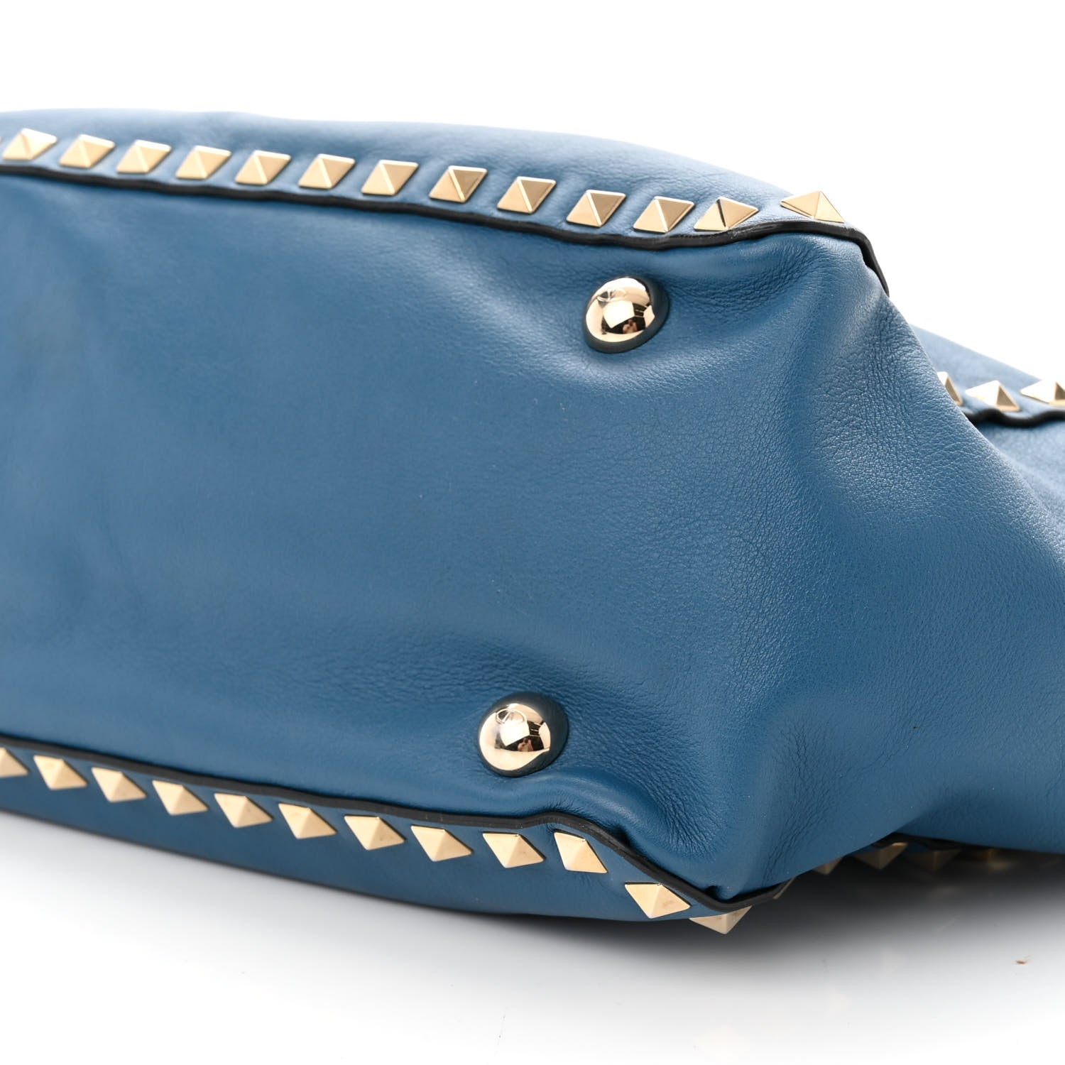 Valentino Garavani Vitello Small Rockstud Tote Blue Delft 10 of 19