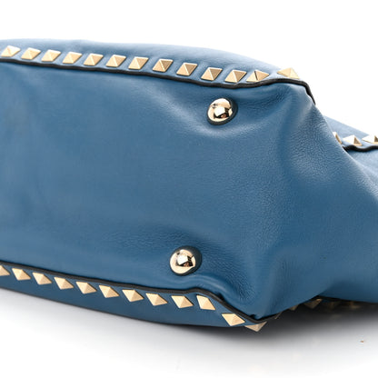 Valentino Garavani Vitello Small Rockstud Tote Blue Delft 10 of 19