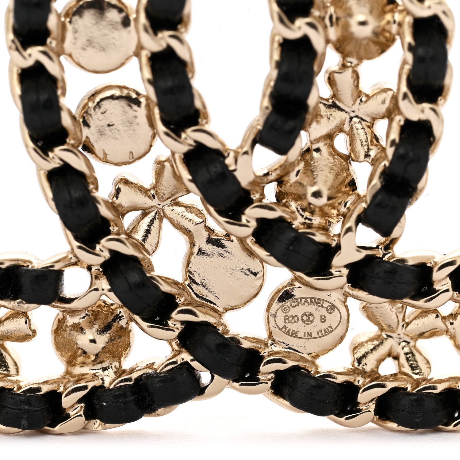 Chanel Lambskin Pearl Crystal CC Brooch Gold Black 3 of 4