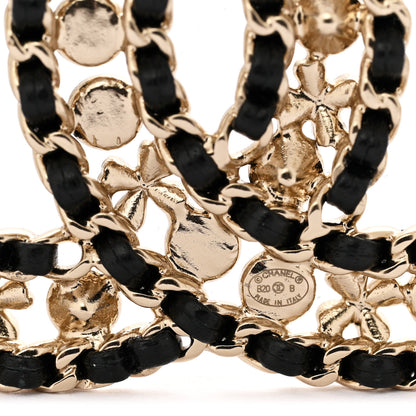 Chanel Lambskin Pearl Crystal CC Brooch Gold Black 3 of 4