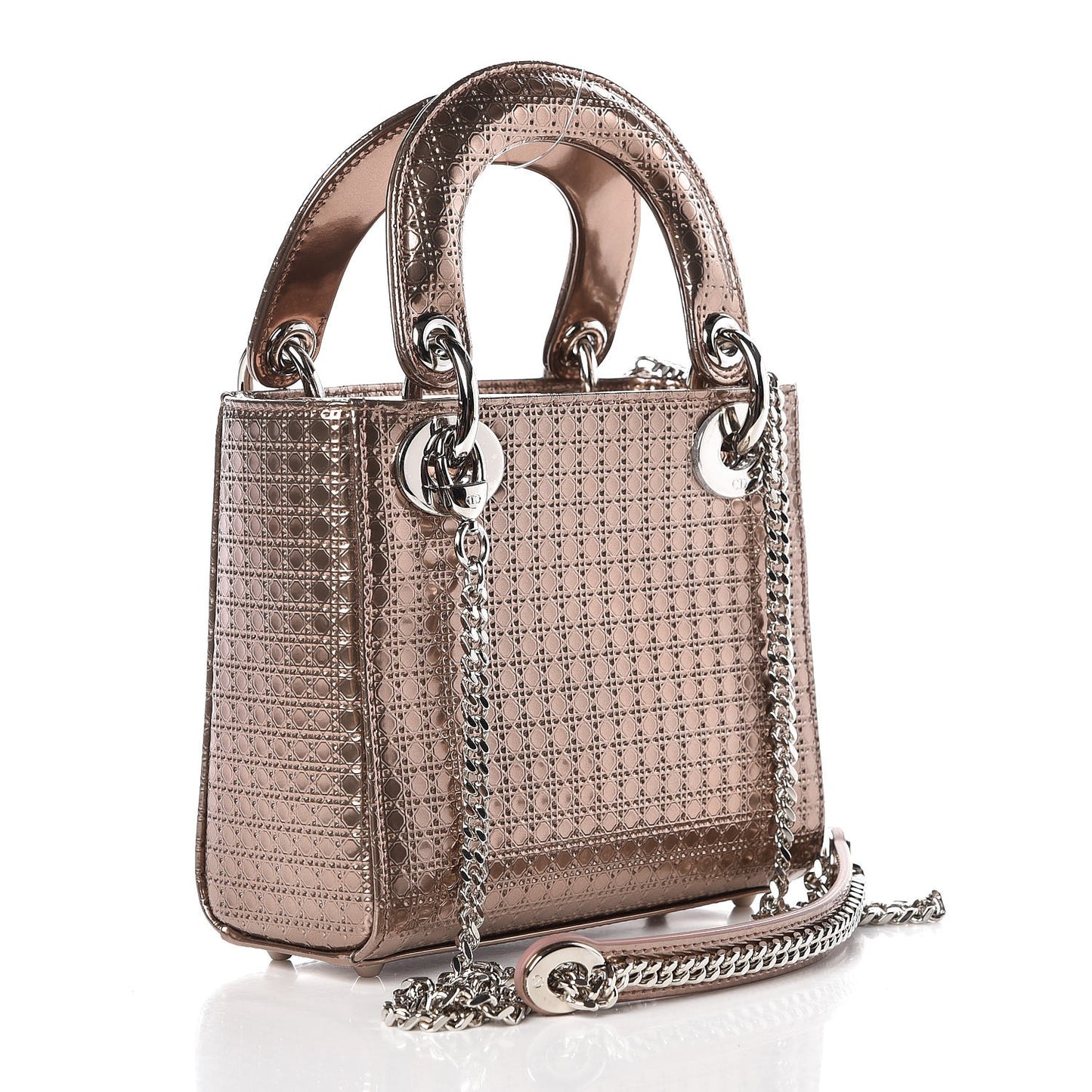 Metallic Patent Micro-Cannage Mini Lady Dior Hyper Pink