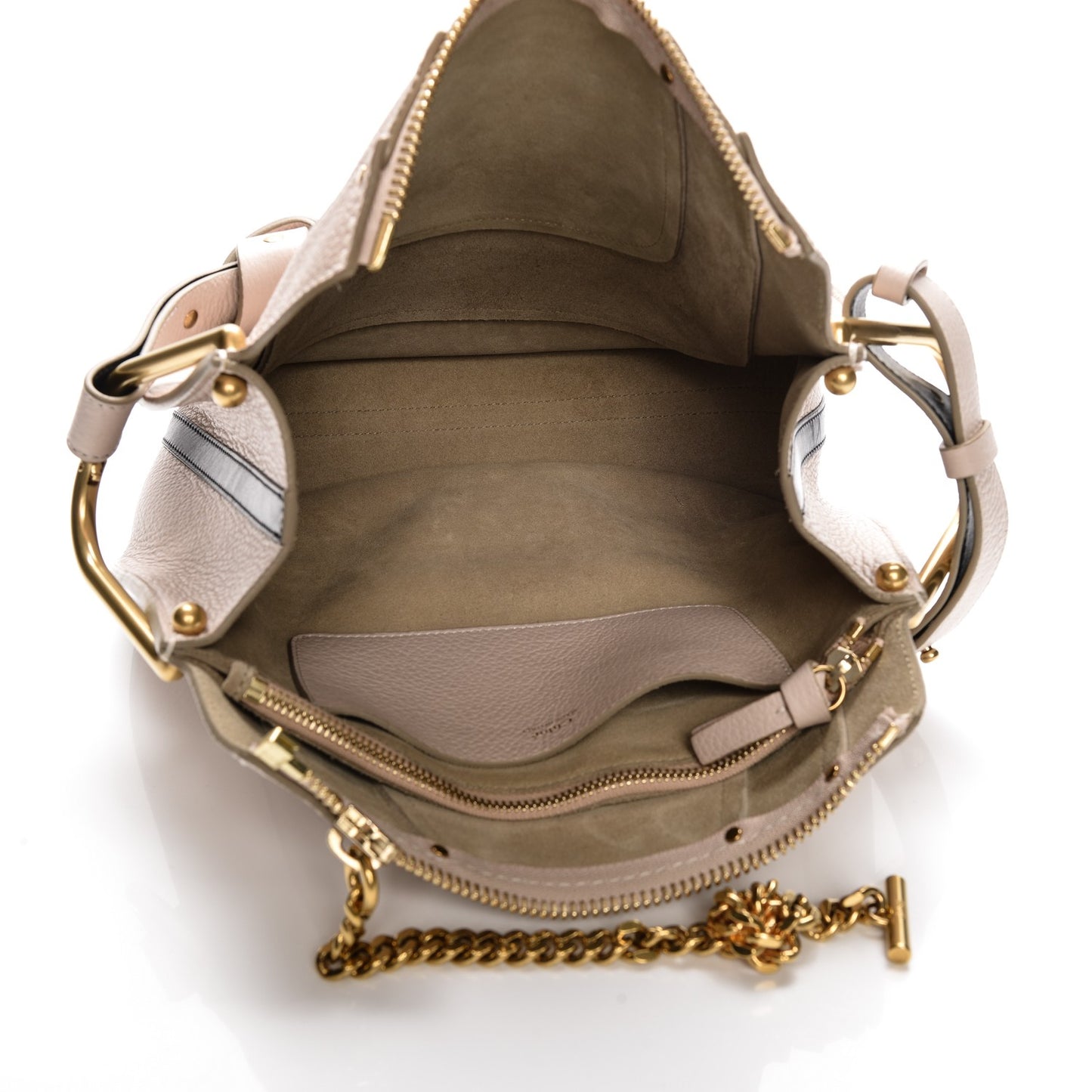 Grained Calfskin Small Hayley Hobo Abstract White