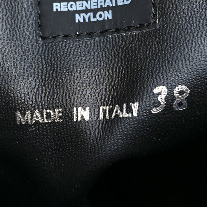 Prada Spazzolato Rois Re-Nylon Metal Triangle Logo Monolith Pouch Pocket 55mm Tall Boots 38 Black 7 of 10