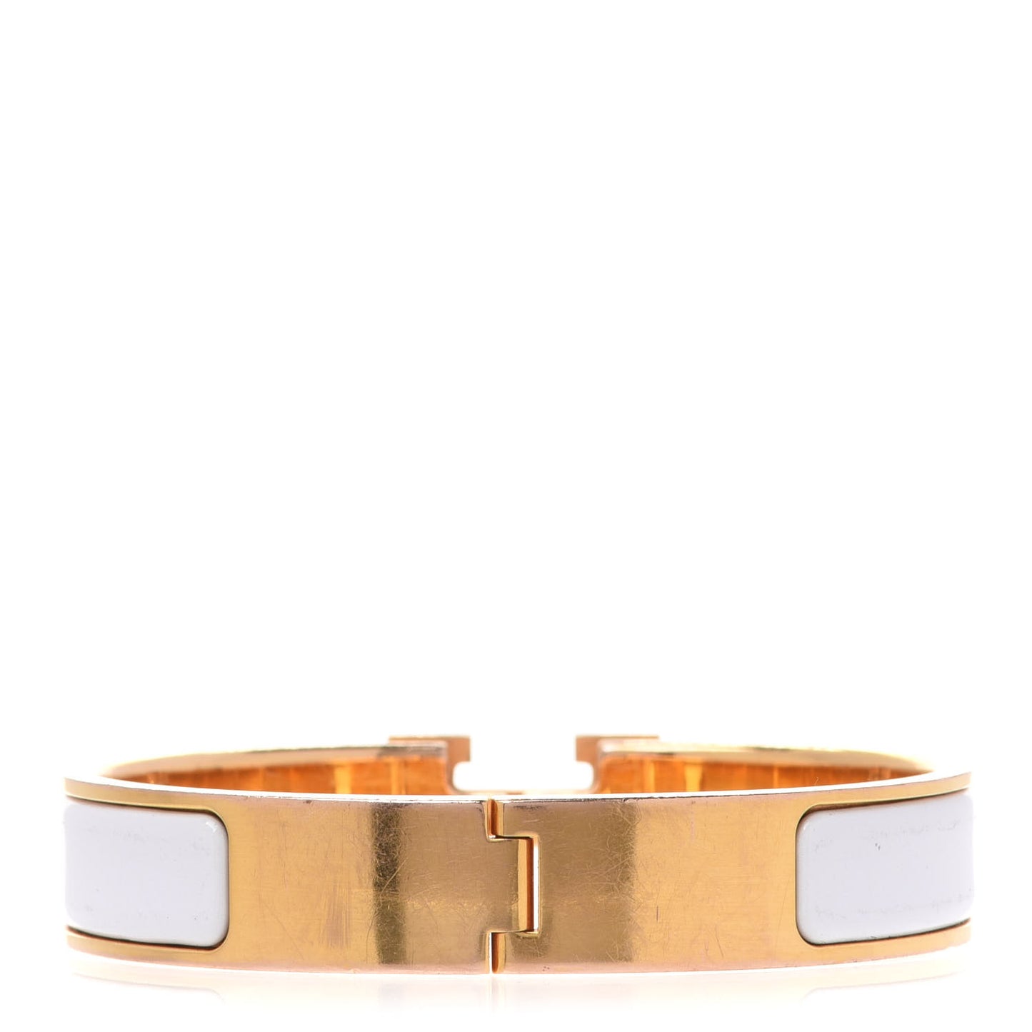 Enamel Narrow Clic Clac H Bracelet PM White