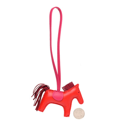 Hermes Milo Lambskin Grigri Rodeo Horse Bag Charm PM Rouge Indien Rubis Rose Mexico 2 of 4