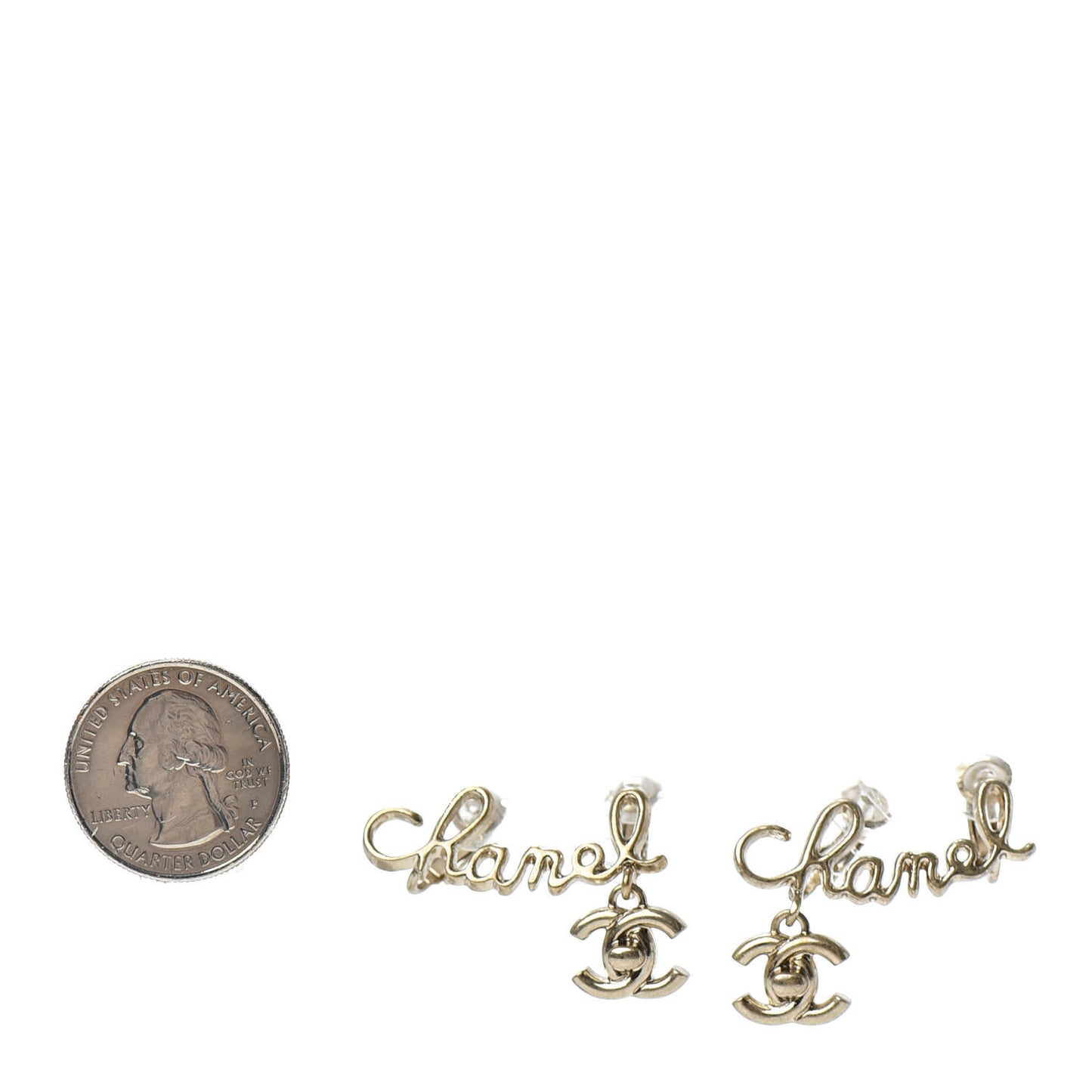 Metal CC Turnlock Climber Clip On Earrings Gold