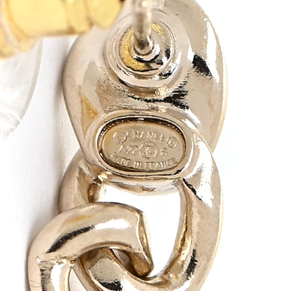 Chanel Pearl Resin Crystal CC No 5 Perfume Bottle Chain Drop Earrings Gold Pearly White 4 of 5