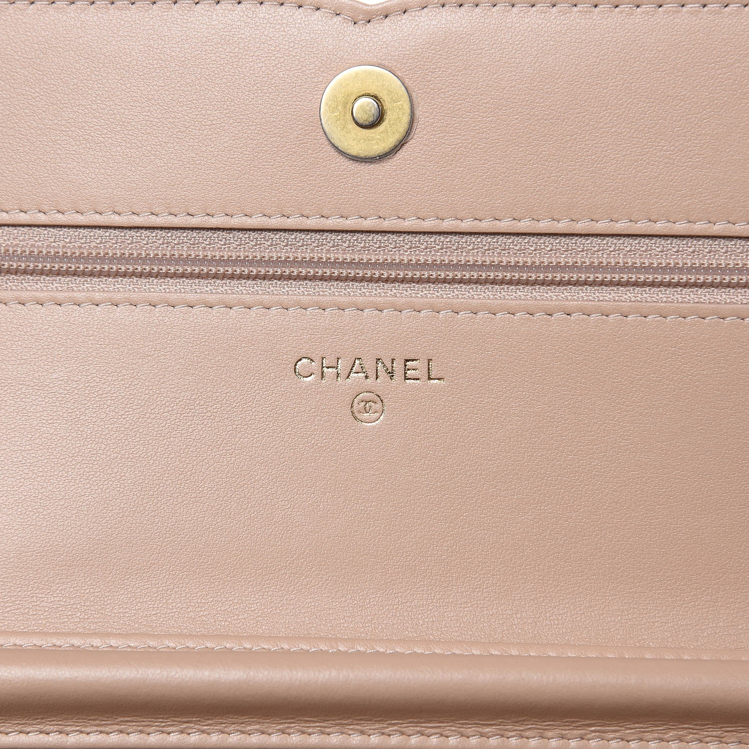 Chanel Caviar Quilted CC Filigree Wallet On Chain WOC Beige Black 6 of 13