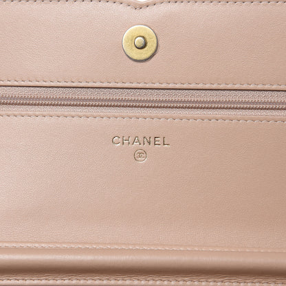 Chanel Caviar Quilted CC Filigree Wallet On Chain WOC Beige Black 6 of 13