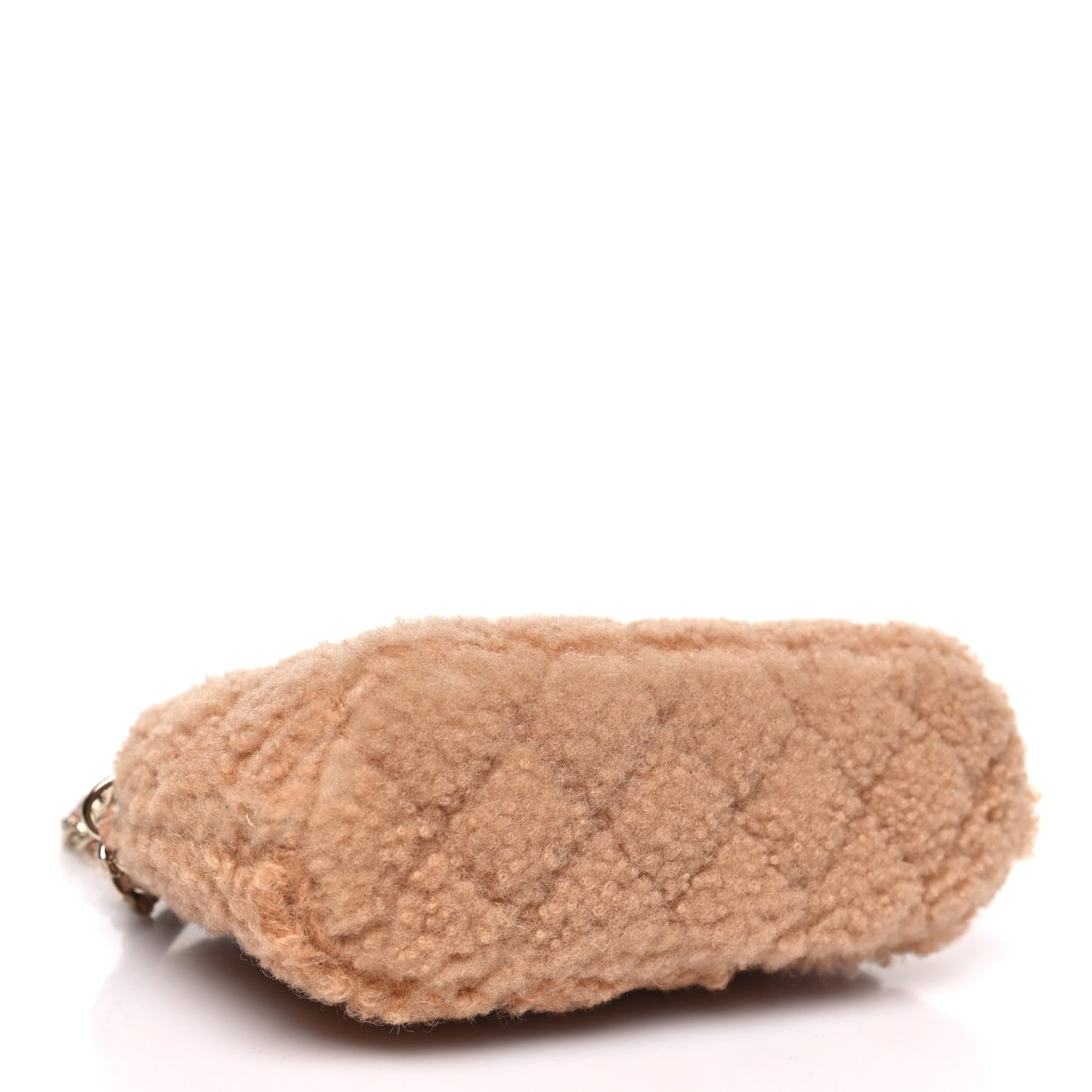 Shearling Quilted Shiny Coco Clutch With Chain Dark Beige