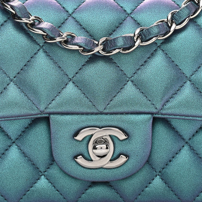 Chanel Iridescent Lambskin Quilted Mini Rectangular Flap Turquoise 8 of 12