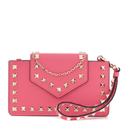 Valentino Garavani Calfskin Rockstud Phone Case With Chain Shadow Pink 1 of 10