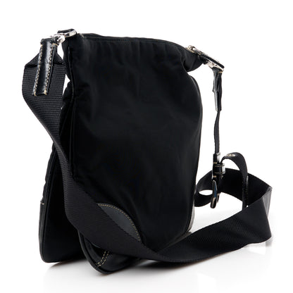 Prada Tessuto Nylon Calfskin Flat Messenger Bag Black 3 of 10