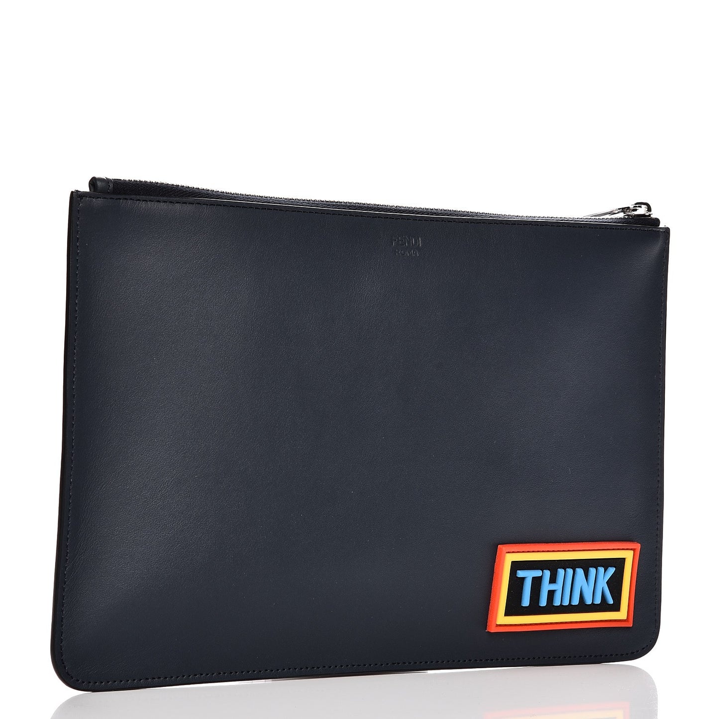 Calfskin Vocabulary Inlaid Pouch Multicolor